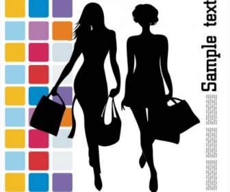 Fashion Shopping Beauty Silhouette Vector