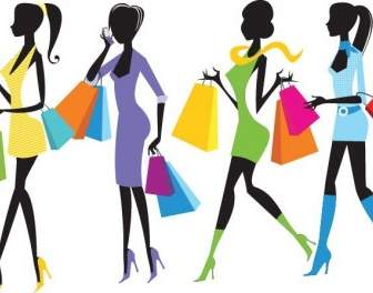 Fashion Shopping Girls Illustration