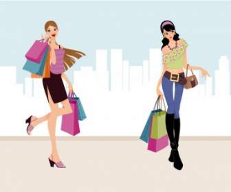 Mode-shopping Mädchen-Vektorgrafiken