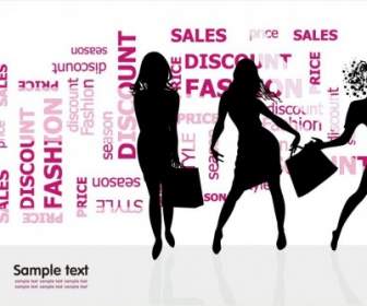 Mode Shopping Silhouettes Vector Illustration