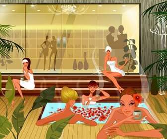 Fashion Women Vector In The Spa