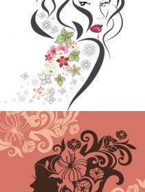 Female Character Sketch Of Flowers Vector