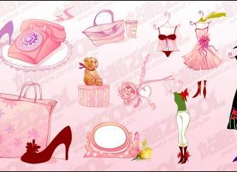 女性のピンクのアイコン ベクトル材料