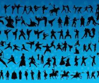Fighting Silhouettes Vectors