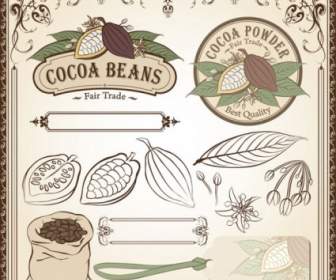 Fine Line Issued On Cocoa Beans Vector