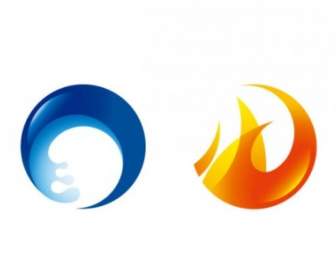 Fire And Water Circular Icon Vector