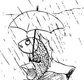用傘剪貼畫魚