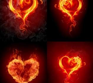 炎の効果を Hd のロマンチックなハート形の写真の