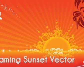 Flaming Sunset Vector