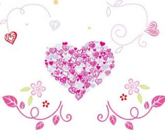çiçek Aşk Kalp Vektör Grafiği