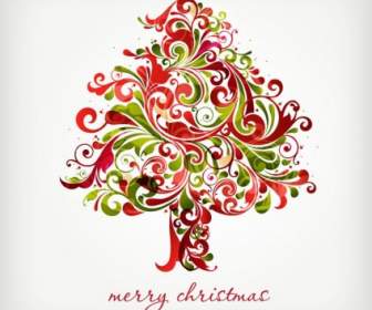 Floral Swirls Tree For Christmas Vector Graphic