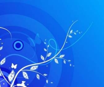 Floral With Blue Background Vector Graphic