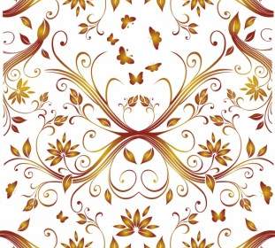 Flower And Butterfly Pattern Background Vector