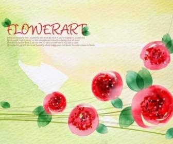 Flower Art Watercolor Pattern Background Psd Layered