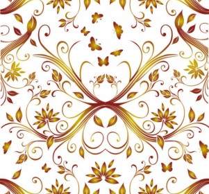 Flower Background With Butterfly Pattern Vector