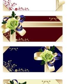 Flower Ribbon Gift Card Vector