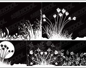Kwiaty I Czarno-białe Wektor