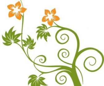 Flowers And Swirls Vector Graphic