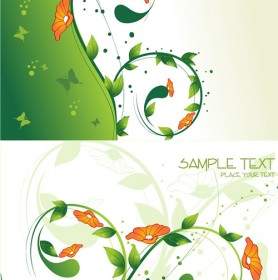 Flowers Green Leaves Background Vector