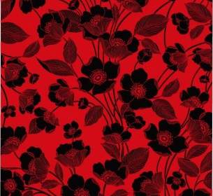زهور خطوط المتجهات خلفية حمراء وسوداء
