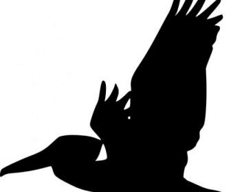 Летающий пеликан силуэт