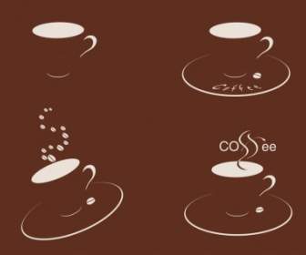 Four Cups Of Coffee Silhouette Vector