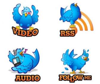 Cuatro Iconos De Twitter Dibujados A Mano