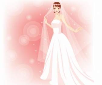 Kostenlose Schöne Braut In Der Hochzeit-Vektor-illustration