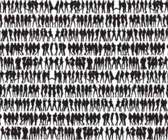 Free Big Collection Of People Silhouettes Vector Graphic