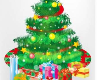 árbol De Navidad Y Regalos Gratis Cajas El Gráfico Vectorial