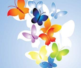 Kupu-kupu Berwarna-warni Gratis Vektor Ilustrasi