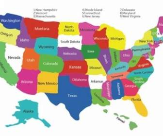 Gratis Peta Usa Berwarna-warni Dengan Serikat Vektor