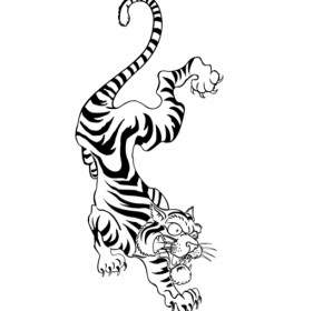 Gratis Tattoo Gaya Vektor Tiger