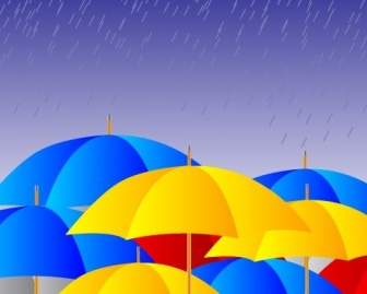Free Umbrellas In The Rain Vector