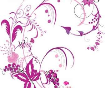 Tourbillons Violet Graphique De Vecteur Libre Et Fleurs