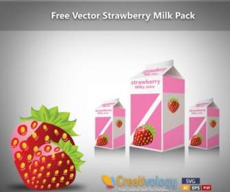Free Vector Strawberry Milk Pack