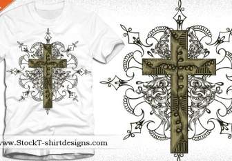 Vektor Gratis Desain T Shirt Dengan Salib