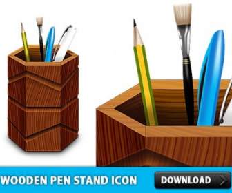 Free Wooden Pen Stand Icon Psd