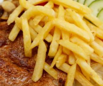 Français Fries Et Détail De Steak