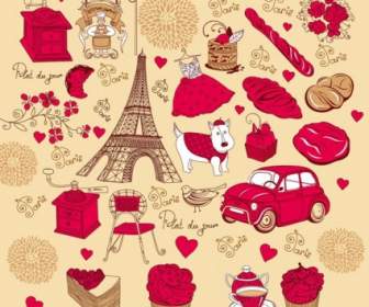 French Red Rose Theme Vector