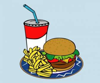 Fries Burger Soda Fast Food Clip Art