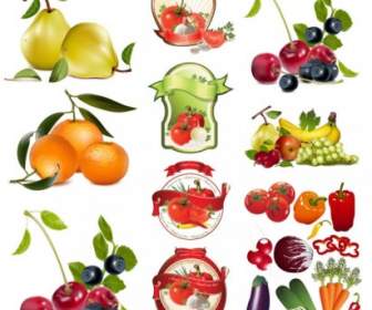Obst Und Gemüse Thema Vektor