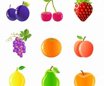 Conjunto De Iconos De Frutas Y Bayas