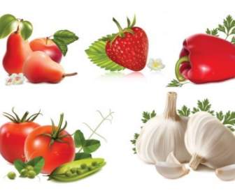 Buah-buahan Dan Sayuran Vektor