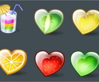 Pacote De ícones De ícones Corações Frutado