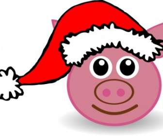 Funny Piggy Face With Santa Claus Hat