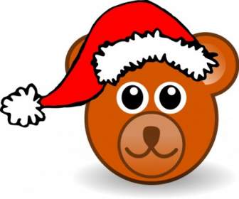 Funny Teddy Bear Face Brown With Santa Claus Hat
