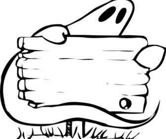 Ghost With Sign Clip Art