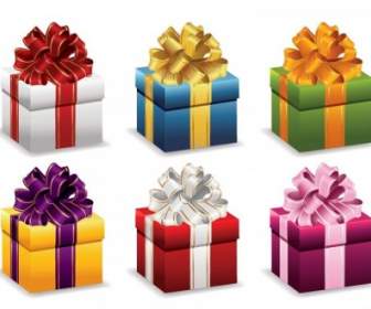 Gift Boxes With Ribbon Vector Illustration