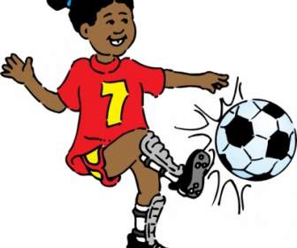 فتاة يلعبون كرة القدم قصاصة فنية